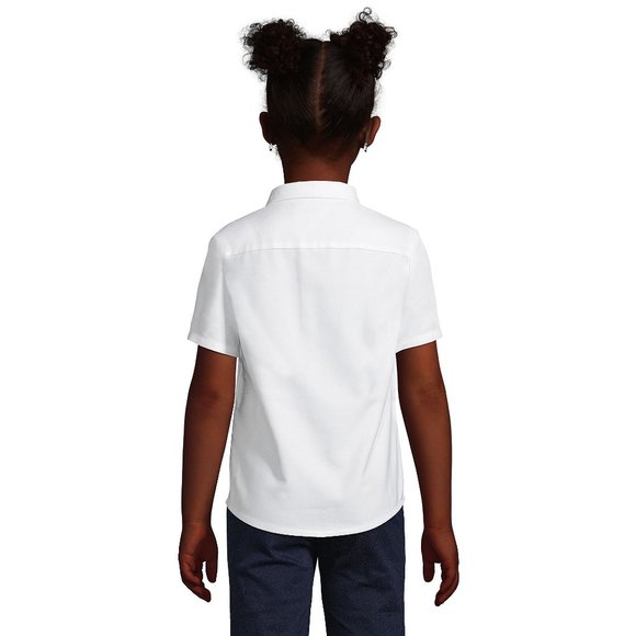 NWT LANDS' END GIRL'S SHORT SLEEVE OXFORD DRESS SHIRT BLUE 10 - Picture 4 of 7
